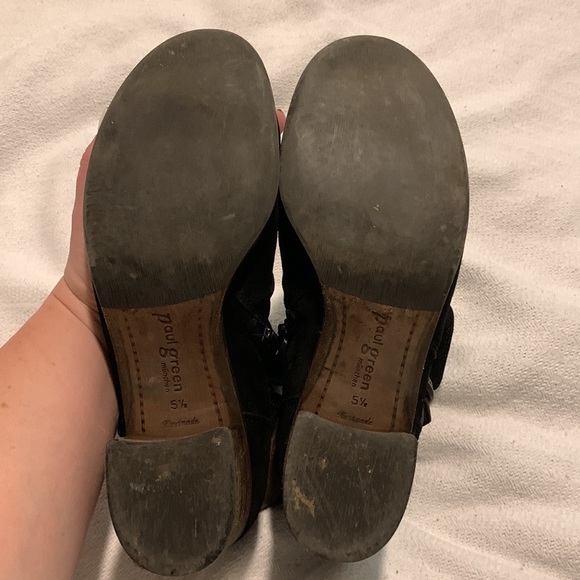RARE handmade Paul Green Black suede boots with brown accents - Picture 5 of 7